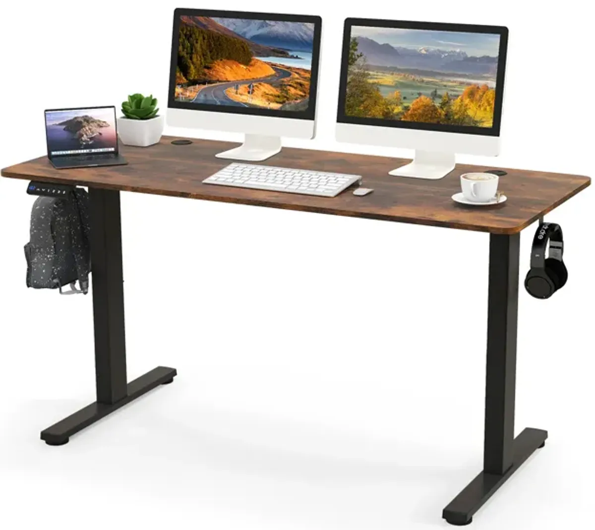 Sit-Stand Home Office Desk with 3 Adjustable Memory Height Settings for Ergonomic Comfort