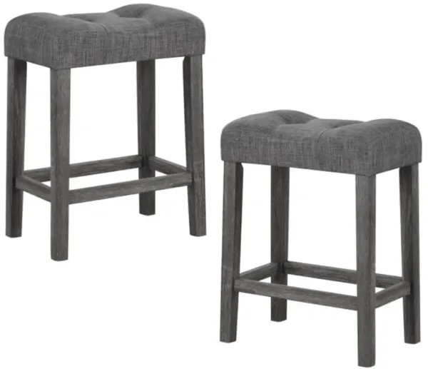 Hivvago 24 Inch Set of 2 Saddle Bar Stools with Padded Seat