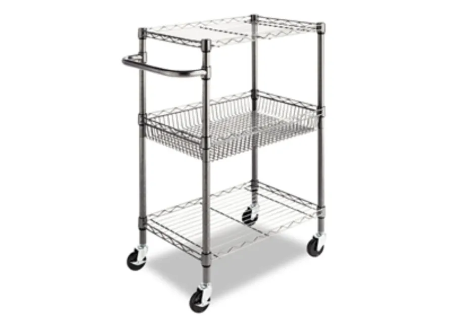 3 Tier Metal Kitchen Cart / Utility Cart with Adjustable Shelves and Casters