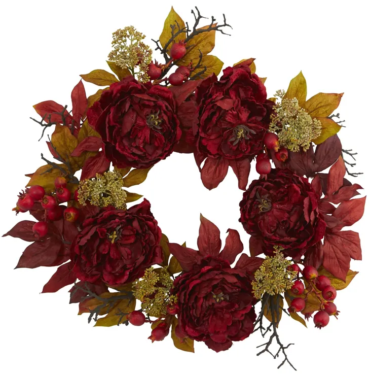 HomPlanti 24" Peony Sedum Wreath