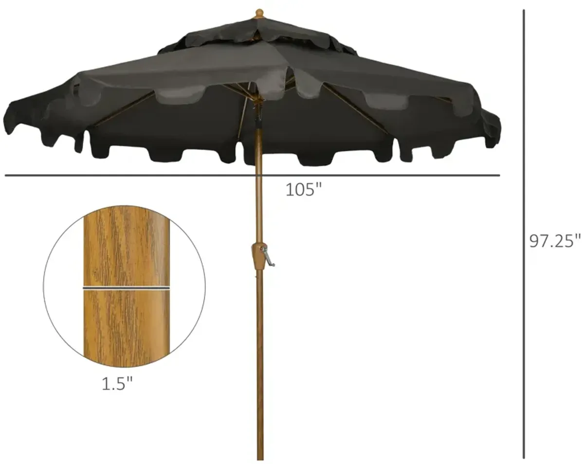 Patio Sun Shield: 9' Umbrella with Double Top Ruffles & Push Button Tilt