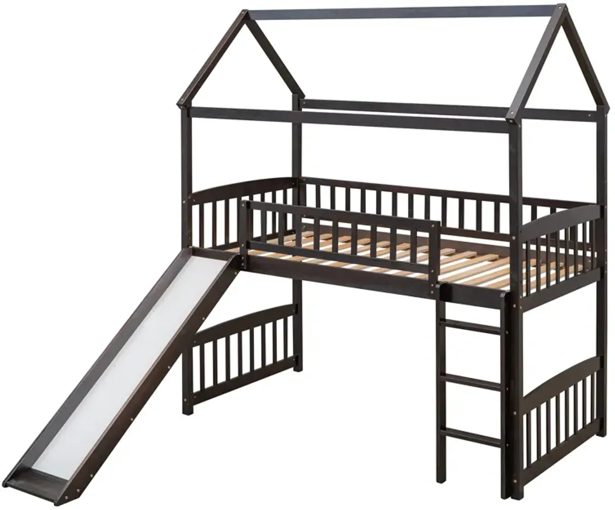 Merax House Bed Loft Bed with Slide