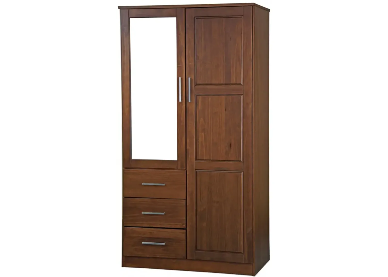 100% Solid Wood Metro 2-Door Wardrobe with Mirrored Door