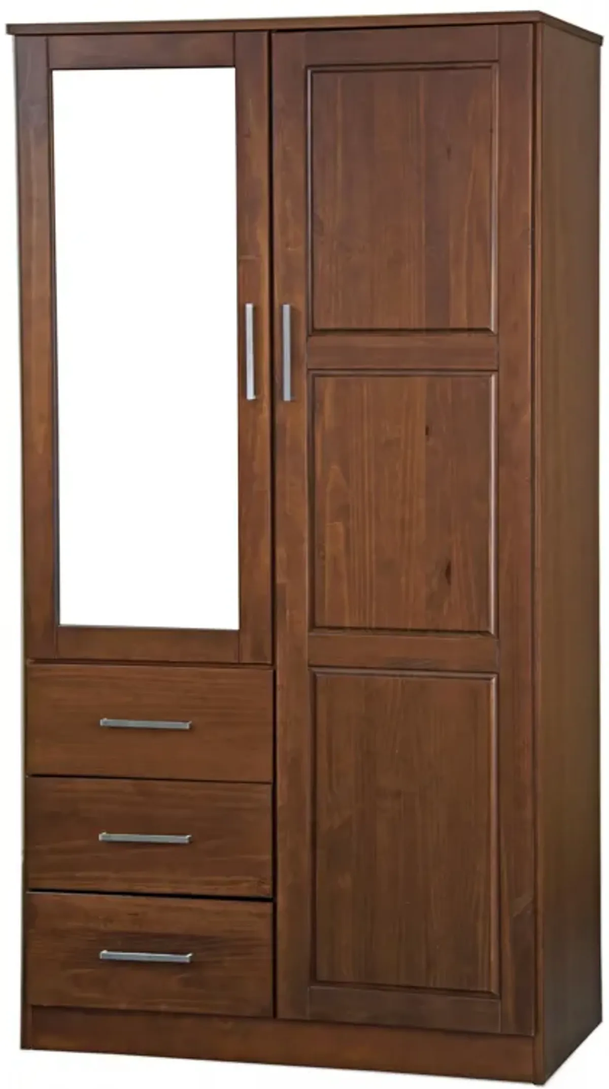 100% Solid Wood Metro 2-Door Wardrobe with Mirrored Door