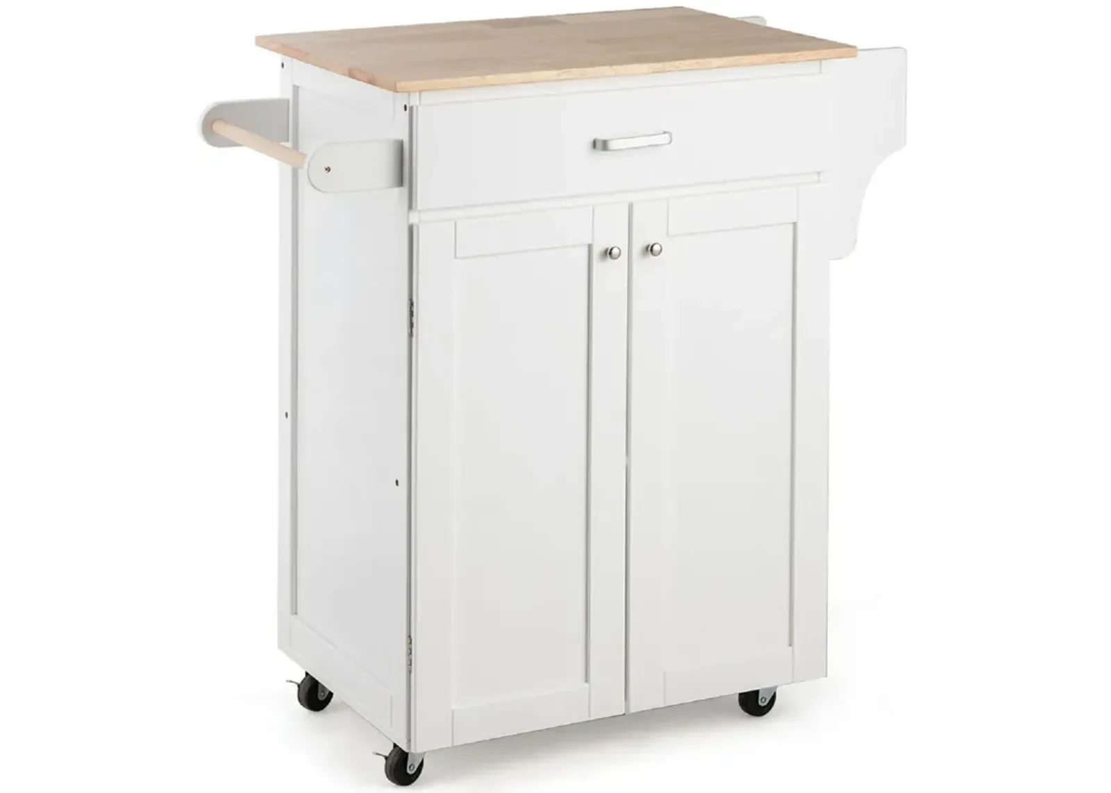 Rolling Kitchen Island Cart Storage Cabinet with Spice Rack-White