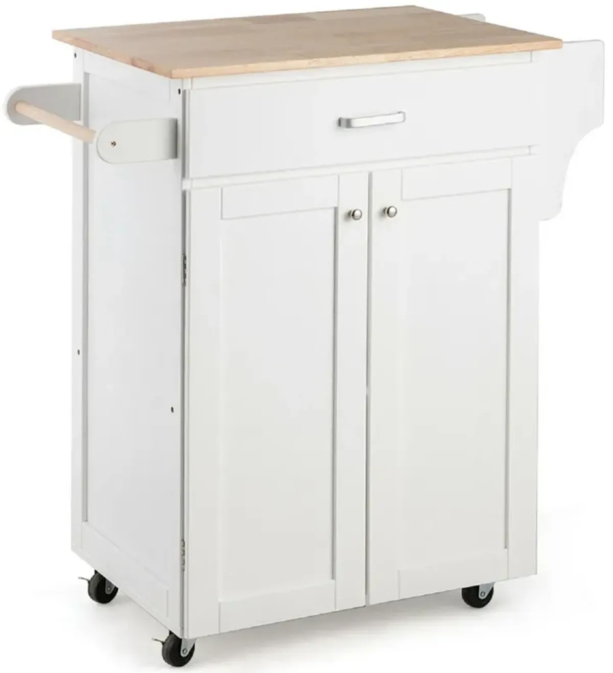 Rolling Kitchen Island Cart Storage Cabinet with Spice Rack-White