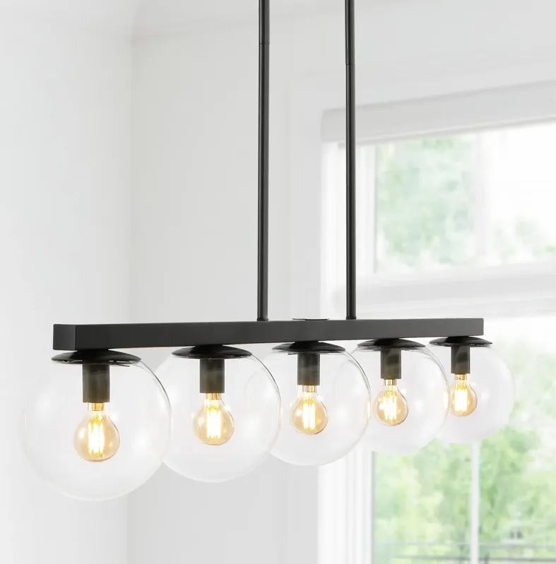 Luca Parisian Modern Glam Iron Globe Linear LED Pendant