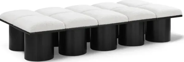 Meridian Furniture Pavilion Cream Boucle Fabric Bench