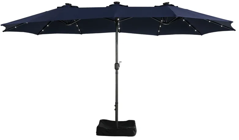 15ft Patio Maket Umbrella with base and led.