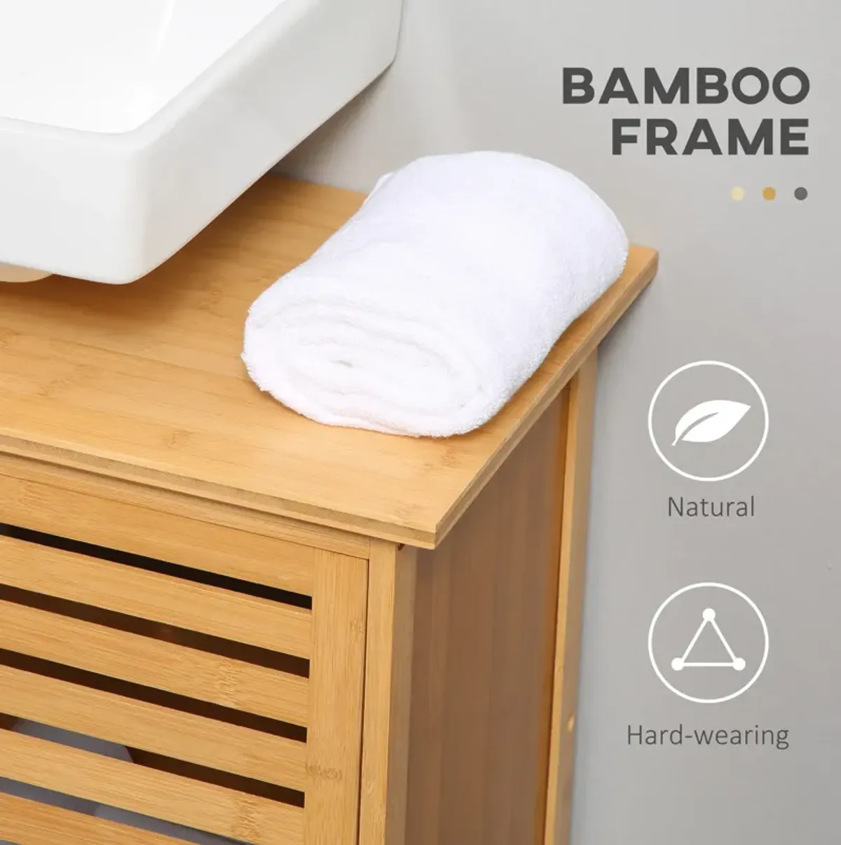 Natural Bathroom Storage: Bamboo Sink Cabinet with 2 Slatted Doors