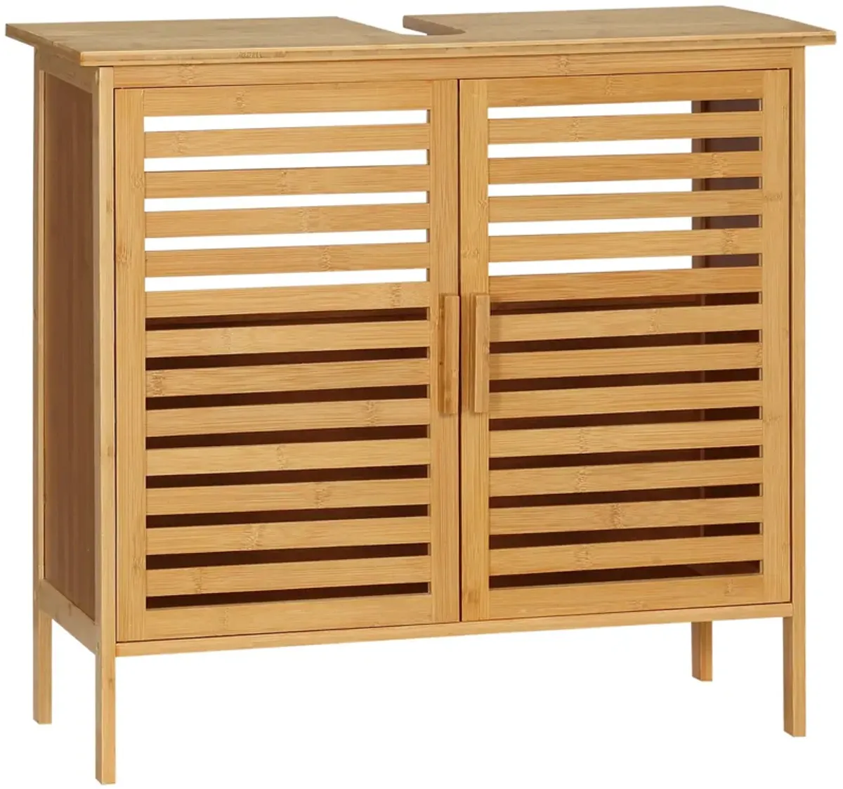 Natural Bathroom Storage: Bamboo Sink Cabinet with 2 Slatted Doors