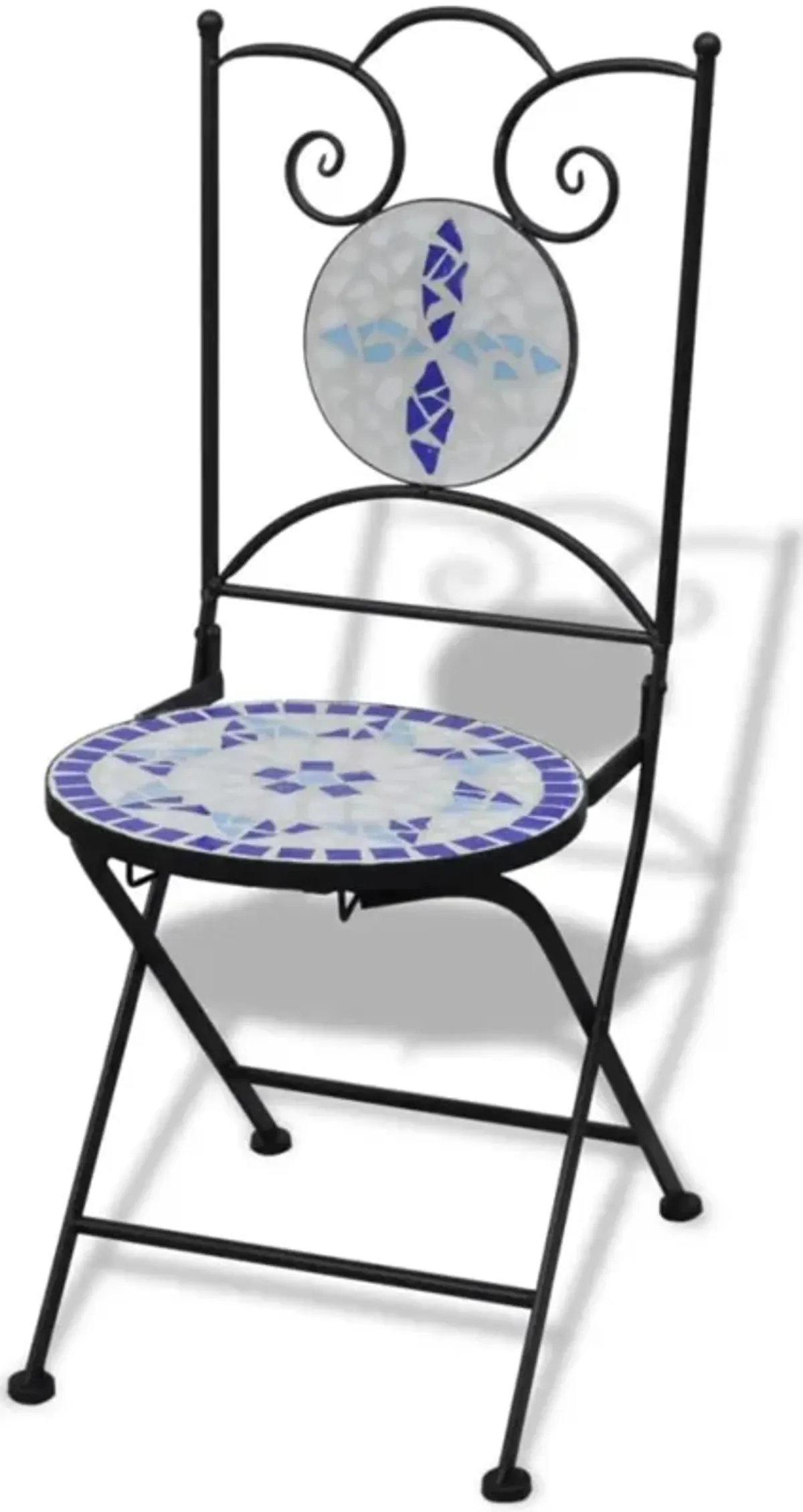 vidaXL Folding Bistro Chairs 2 pcs Ceramic Blue and White