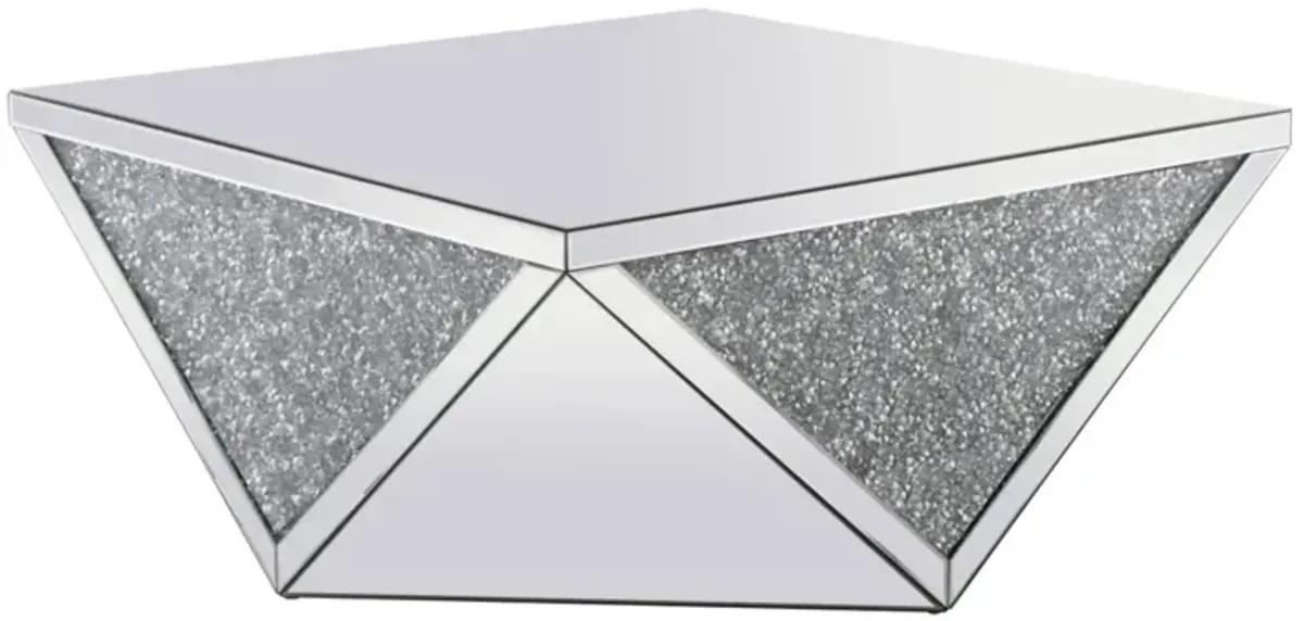 38 inch Square Crystal Coffee Table Silver Royal Cut Crystal
