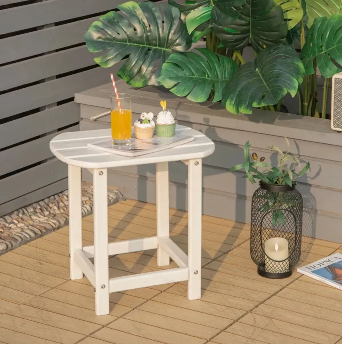 18 Inch Weather Resistant Side Table for Garden Yard Patio