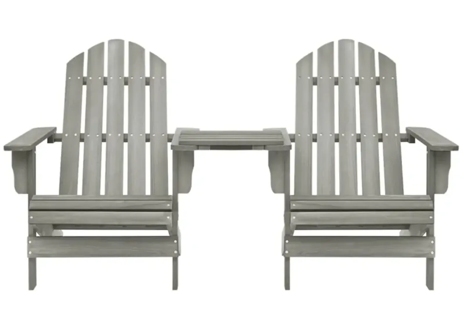 vidaXL Patio Adirondack Chairs with Tea Table Solid Wood Fir Gray