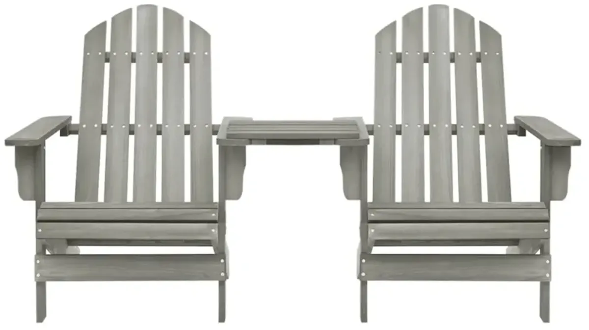 vidaXL Patio Adirondack Chairs with Tea Table Solid Wood Fir Gray