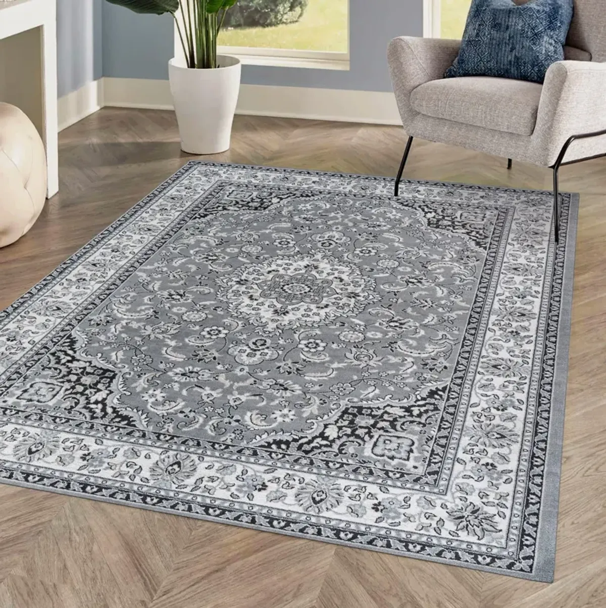 Palmette Modern Persian Floral Area Rug