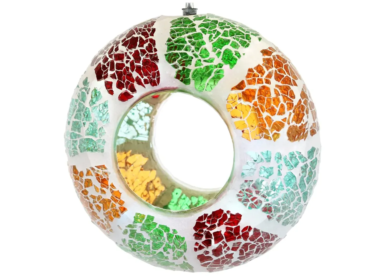 Sunnydaze Glass Summer Mosaic Fly-Through Hanging Bird Feeder - 6 in