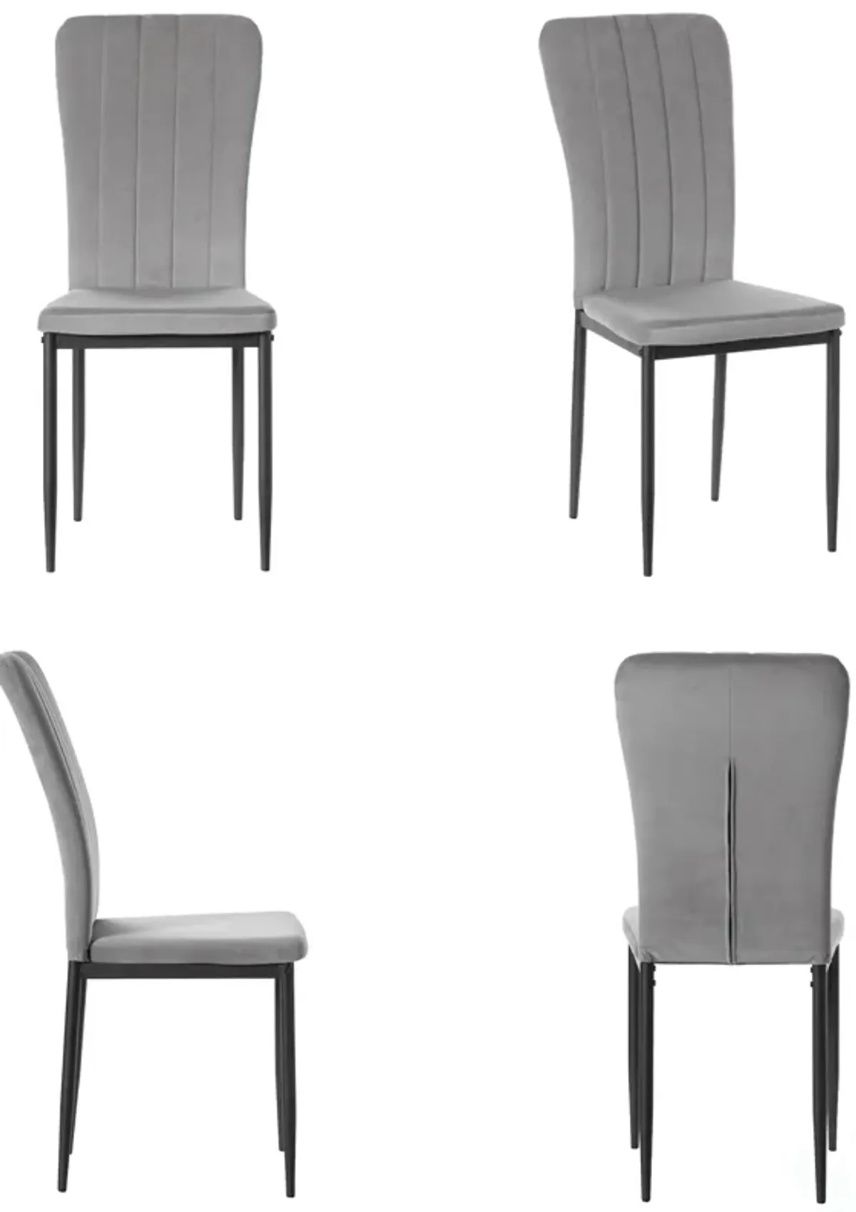 Gray Modern And Contemporary Tufted Velvet Upholstered Accent Dining Chair