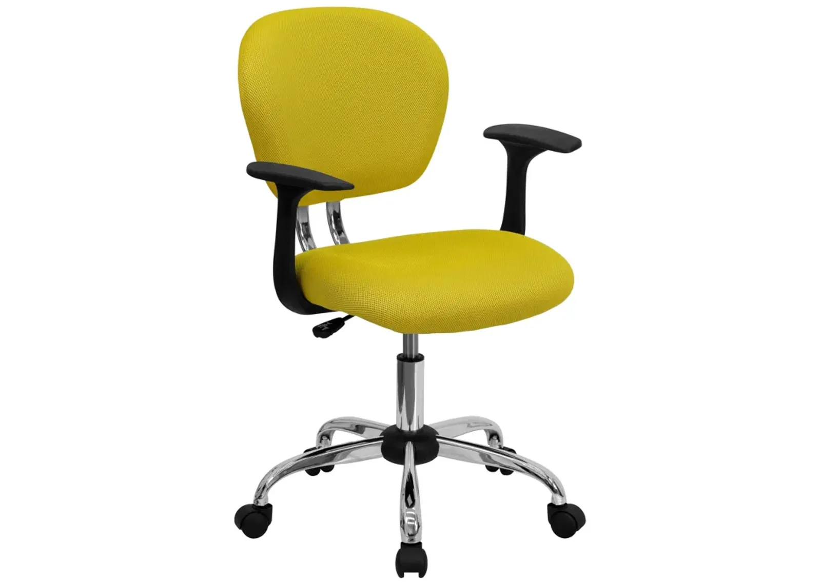 Beverly Mid-Back Mesh Padded Swivel Task Office Chair with Chrome Base and Arms