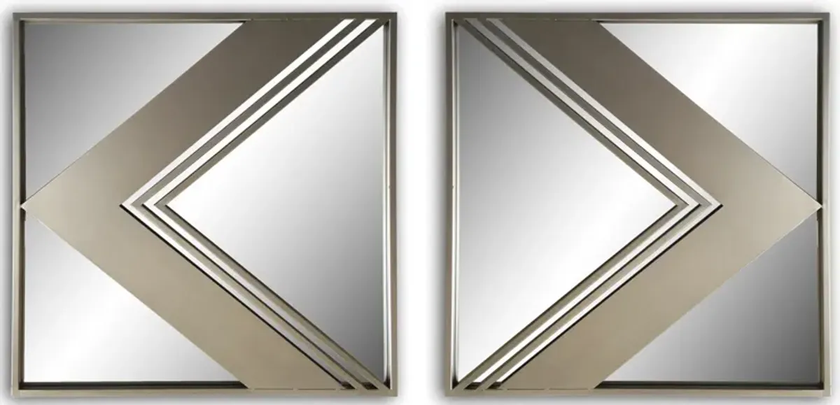 set of 2pcs metal wall decorative mirrors