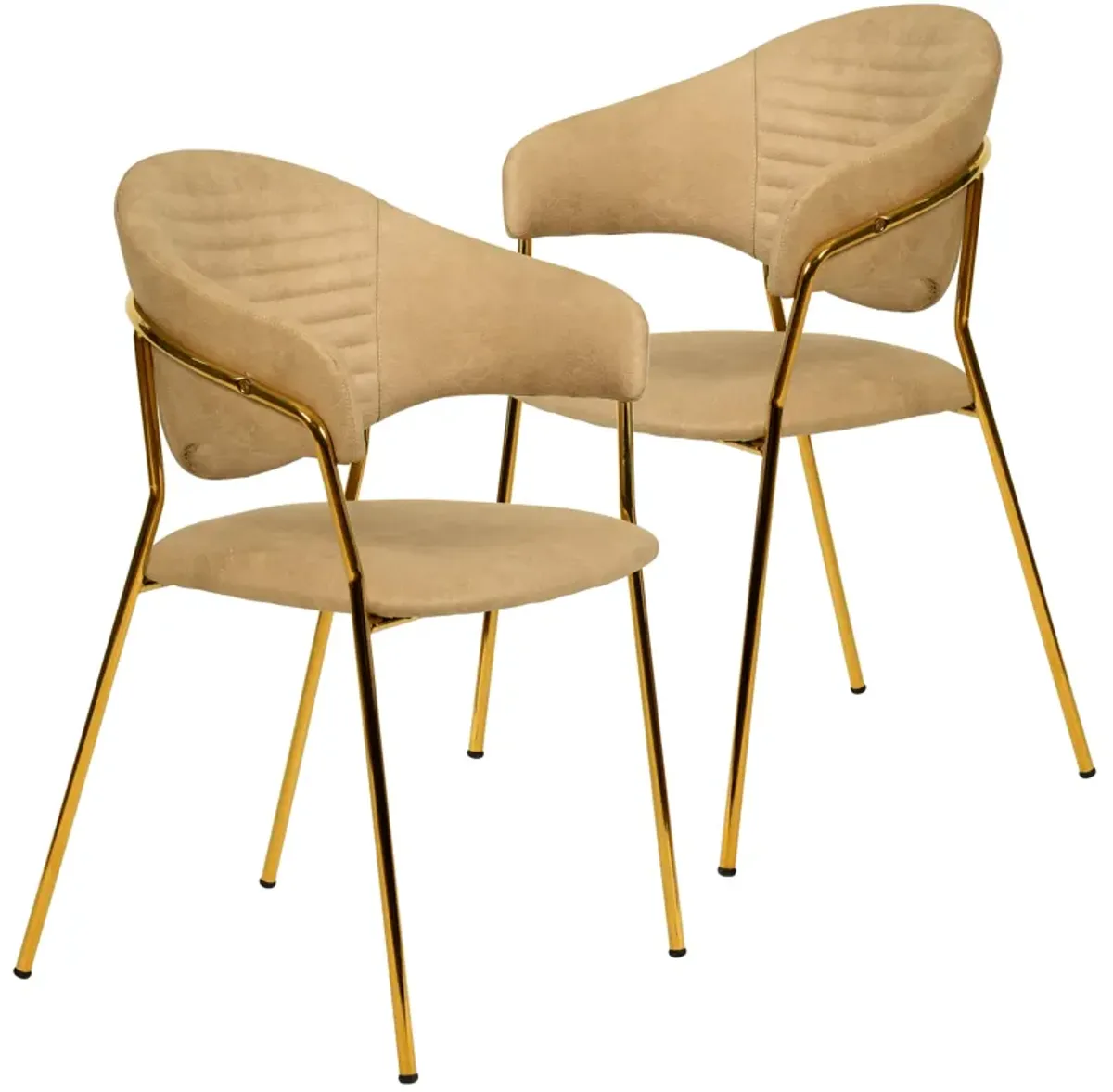 Bella Modern Dining Chair Upholstered in Leather With Stainless Steel Base Set of 2