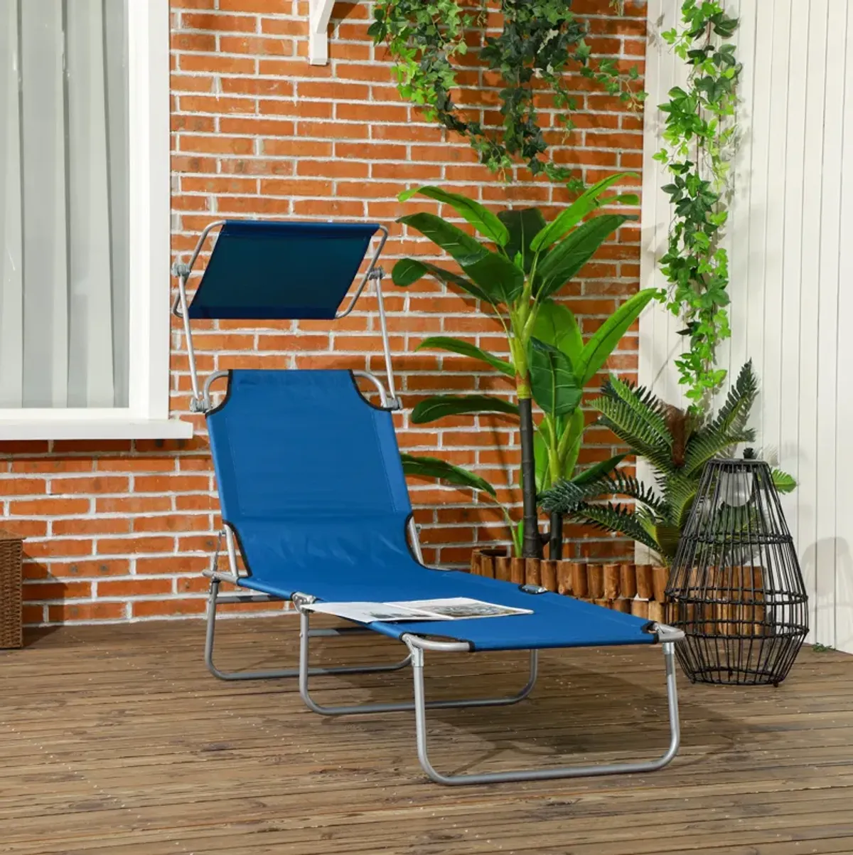 Lounge chair Chaise Lounging Bed Portable Adjustable Garden Beach Oxford Tan