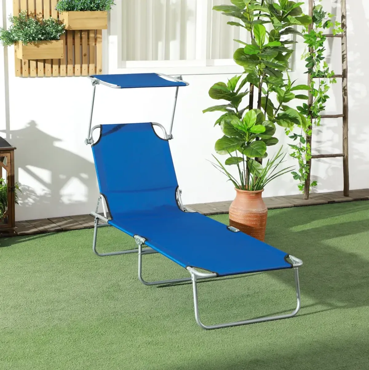 Lounge chair Chaise Lounging Bed Portable Adjustable Garden Beach Oxford Tan