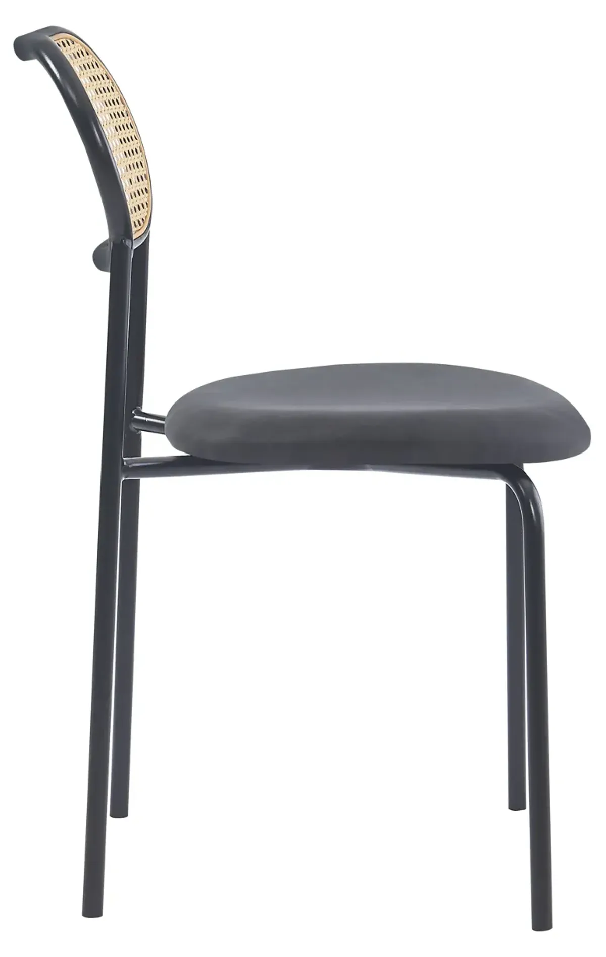 Set of 2 Industrial Metal Cane Rattan Dining Chairs
