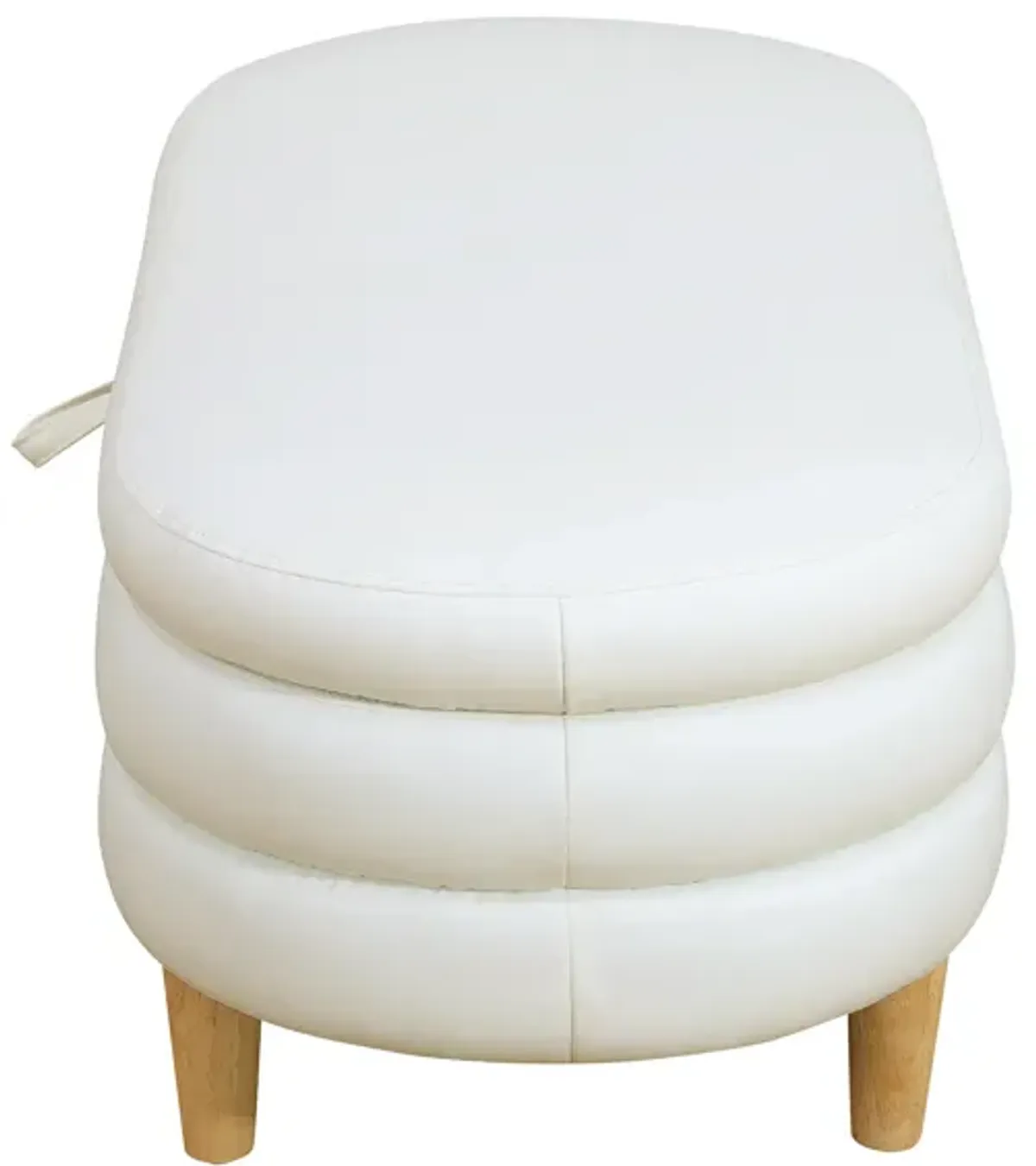 White Cotton Oval Ottoman with Storage