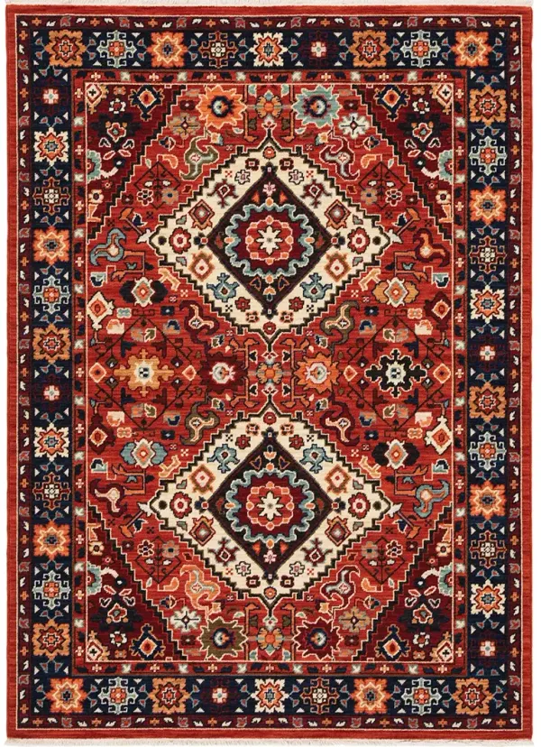 Lilihan 6'7" x 9'6" Red Rug
