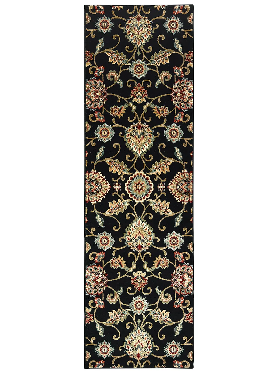 Kashan 2'3" x 7'6" Black Rug