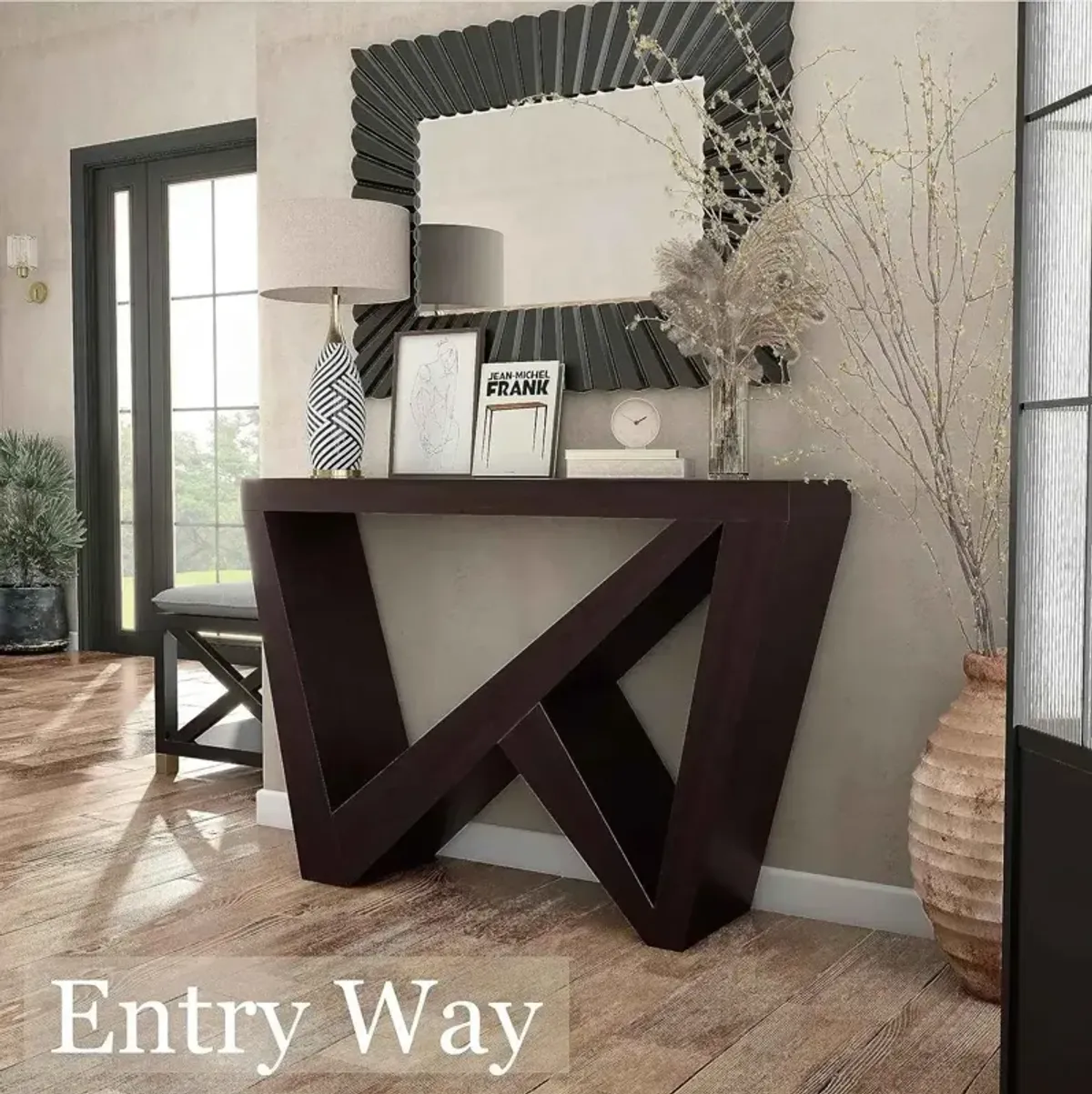 Modern Decorative Accent Console Table with W-Shaped Legs,Wood Entryway Furniture for Living Room, Hallway, Entrance,Small Space