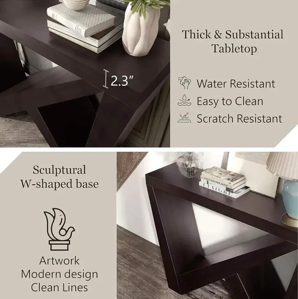 Modern Decorative Accent Console Table with W-Shaped Legs,Wood Entryway Furniture for Living Room, Hallway, Entrance,Small Space