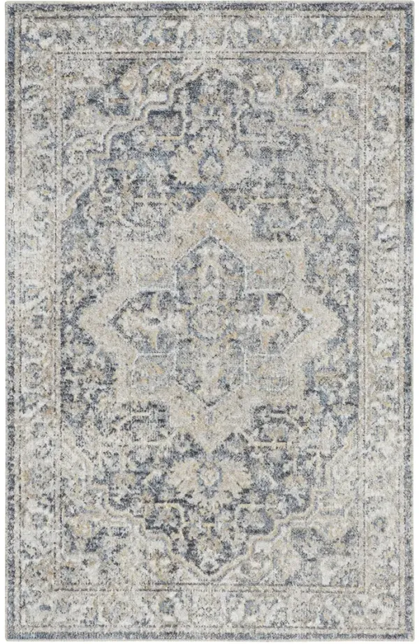 Astra Machine Washable ASW12 Gray/Blue 2'2" x 4' Rug