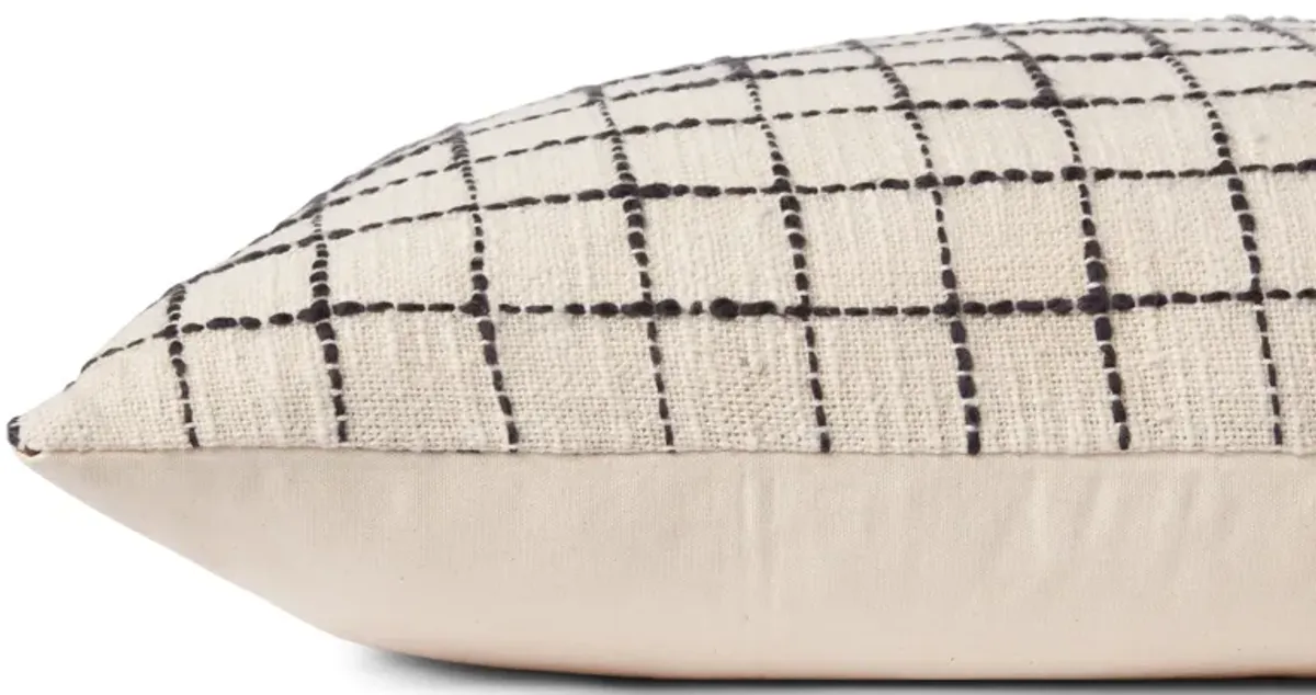 Mary PMH0040 Ivory/Black 22''x22'' Polyester Pillow by Magnolia Home by Joanna Gaines x Loloi