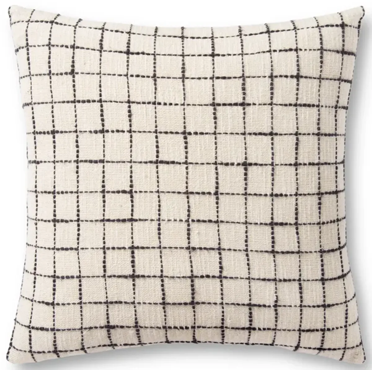 Mary PMH0040 Ivory/Black 22''x22'' Polyester Pillow by Magnolia Home by Joanna Gaines x Loloi
