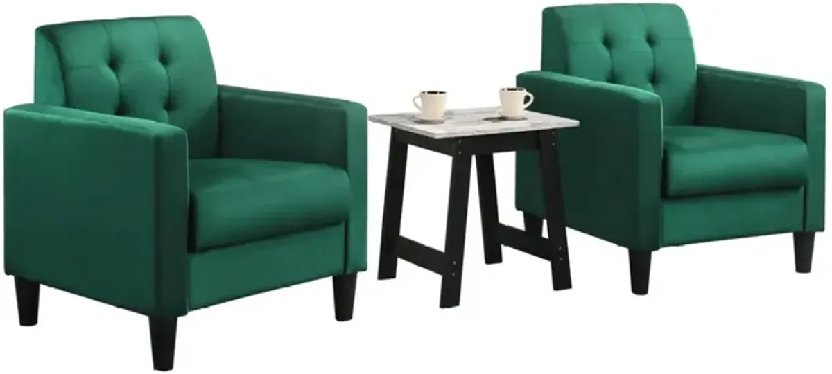 Hale Velvet Armchairs And End Table Living Room Set