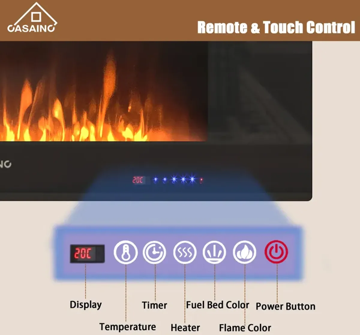 LED Electric Fireplace wall TV stand