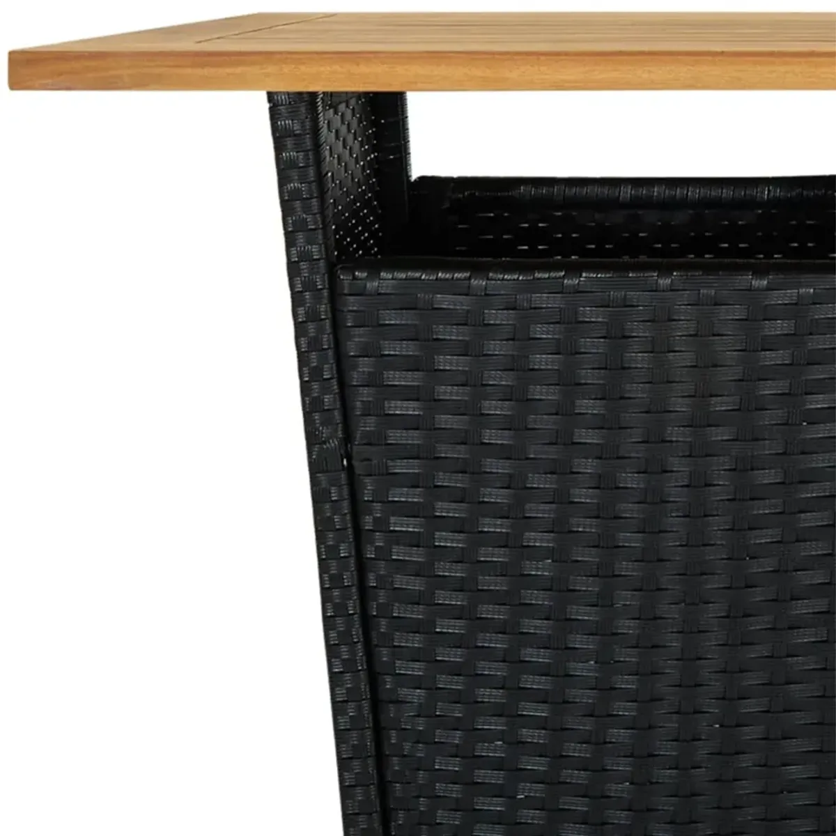 Bar Table Black 23.6"x23.6"x43.3" Poly Rattan and Solid Acacia Wood