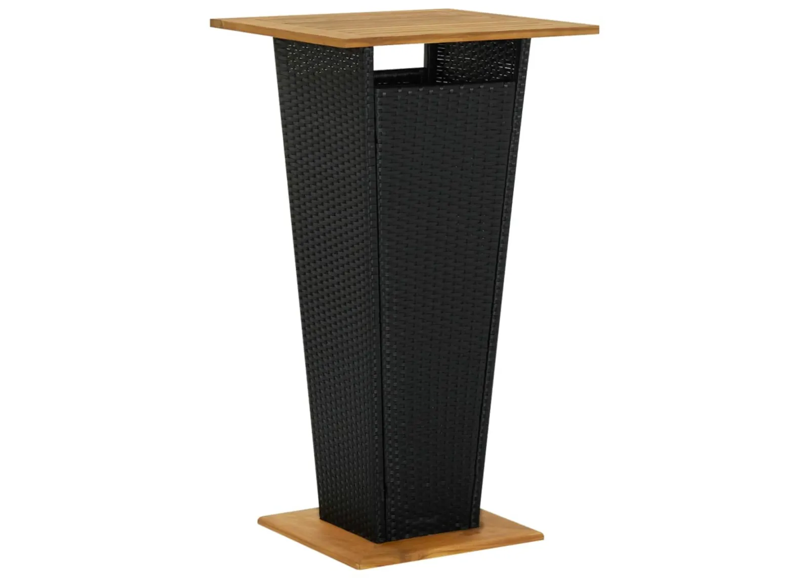 Bar Table Black 23.6"x23.6"x43.3" Poly Rattan and Solid Acacia Wood