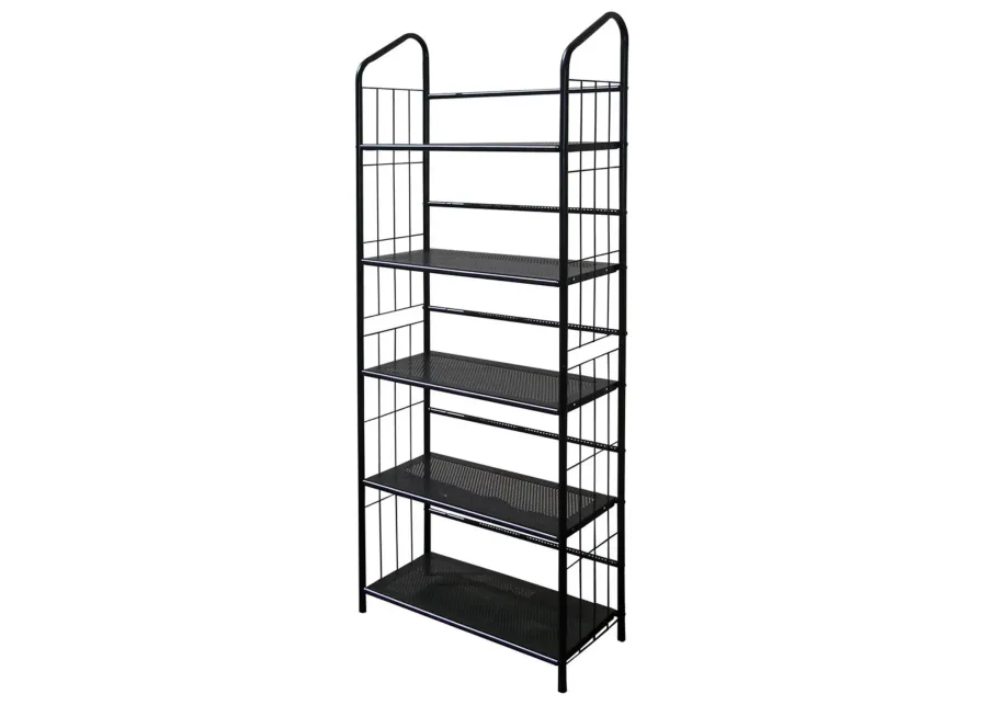 Hivvago 5-Tier Bookcase Storage Shelves Rack in Black Metal