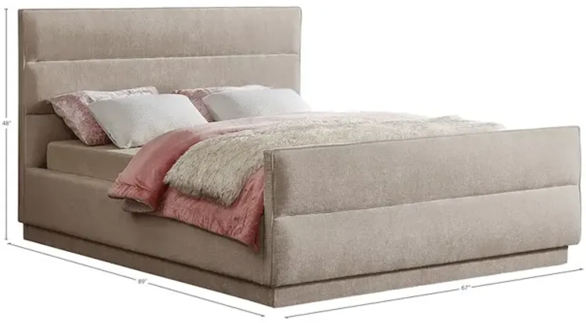 Meridian Furniture Paxton Beige Chenille Fabric Queen Bed