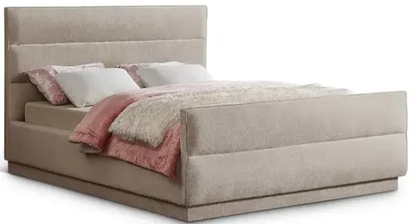 Meridian Furniture Paxton Beige Chenille Fabric Queen Bed