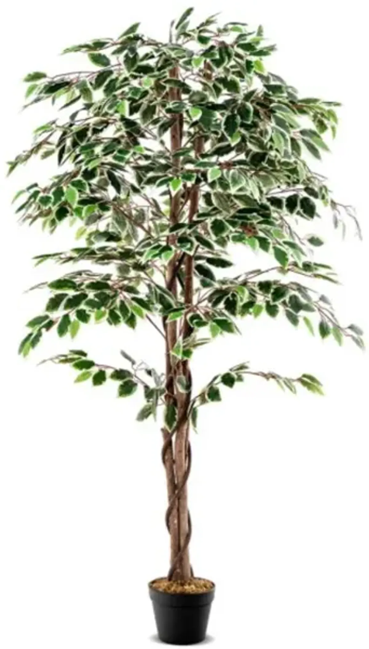 Hivvago Artificial Ficus Tree Tall Faux Indoor Plant with 1008 Leaves Nursery Pot and Dried Moss