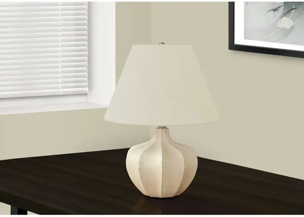 Monarch Specialties I 9733 - Lighting, 21"H, Table Lamp, Cream Resin, Ivory / Cream Shade, Transitional