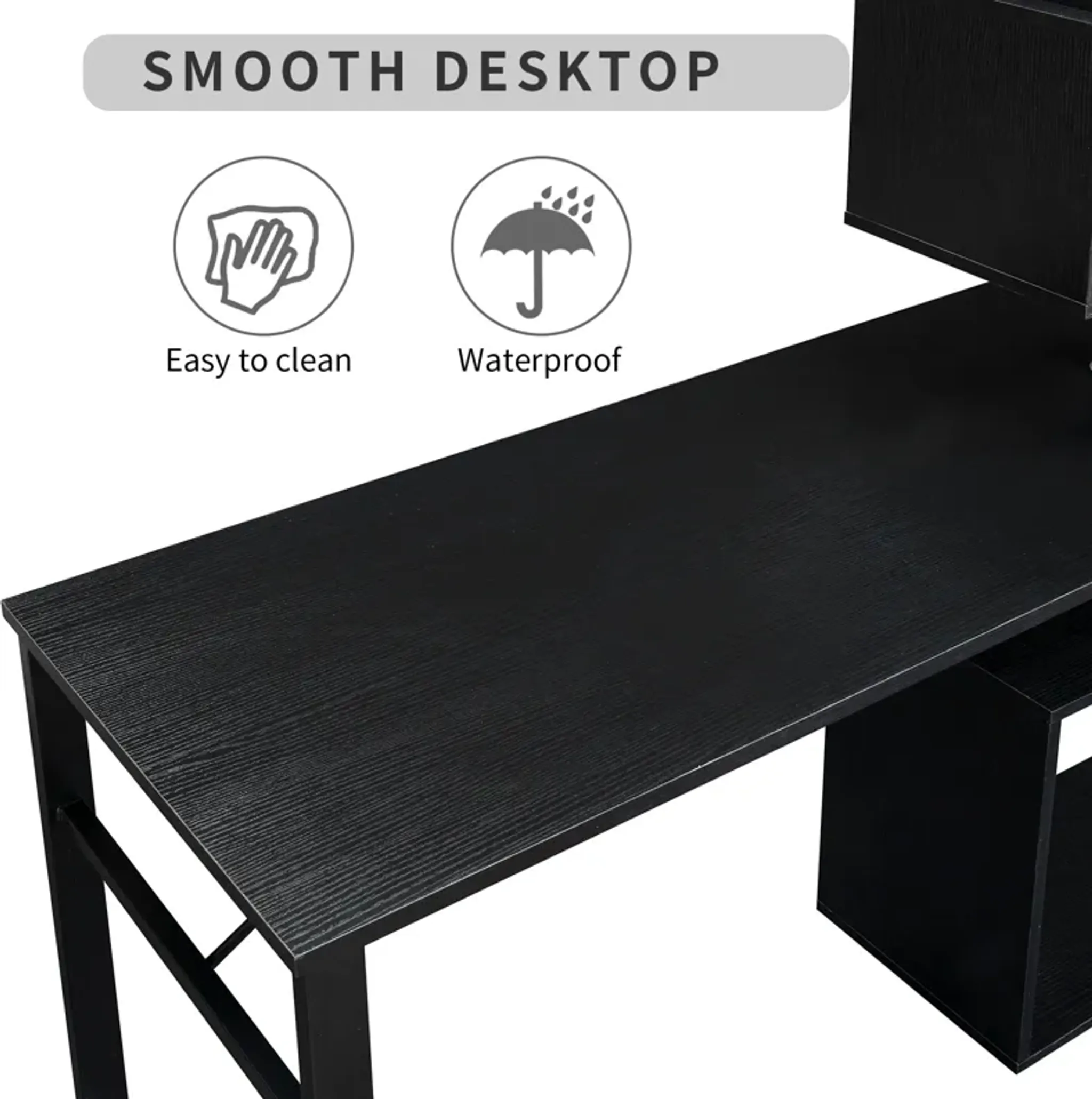 Merax Rotating Computer Desk With 5 Tier Bookshelf Mathis Home ...
