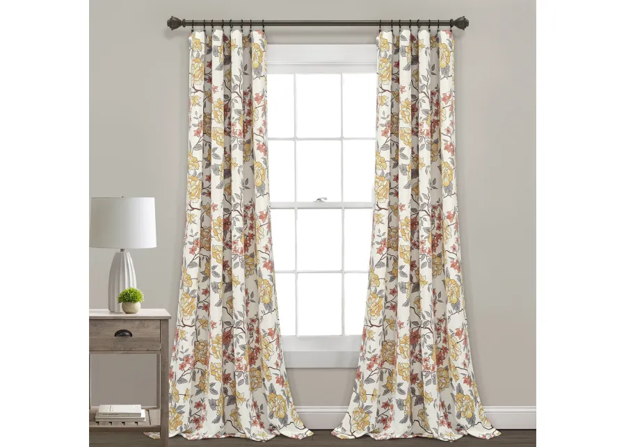 Ivana Floral Light Filtering Window Curtain Panels