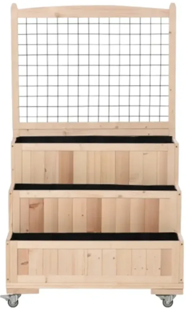 Flower Shelf & Wooden Planter Box Multi-Tier Plant Stand for Indoor & Outdoor Gardening