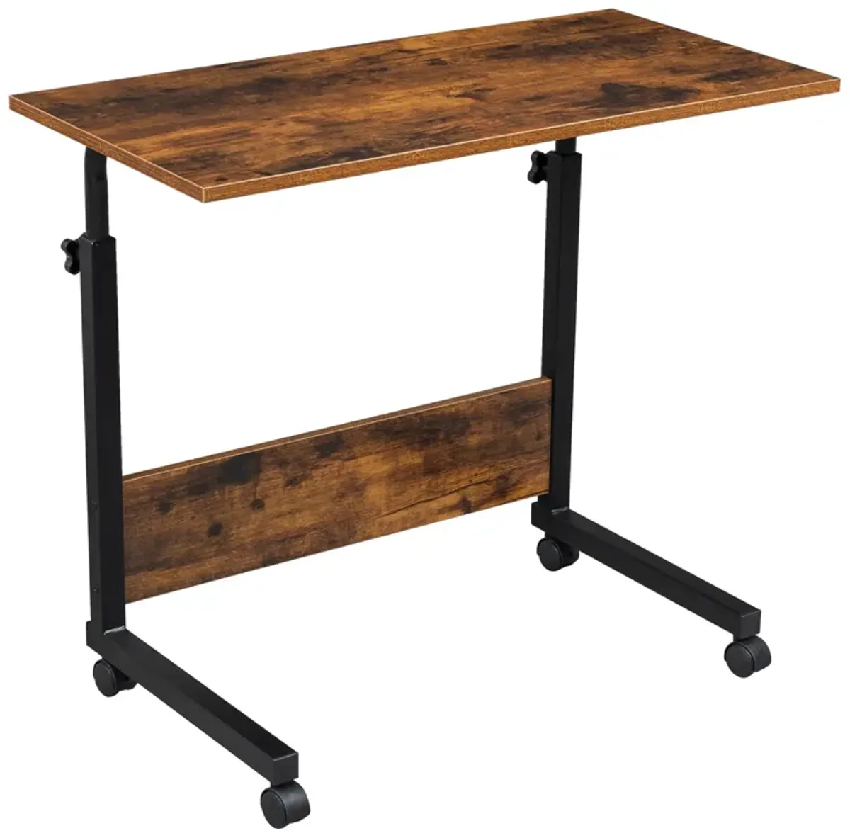 Adjustable Height Rolling Side Table, P2 15MM MDF & Steel with Baffle for Workspace